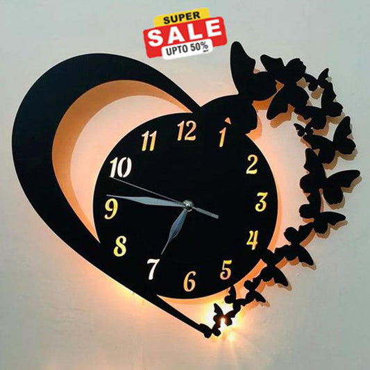 Heart Wooden Clock With Premium Light I The New Wooden Wall Clock Big Size
