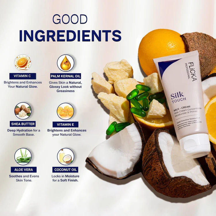 FLiCKA Silk Touch 3‑in‑1 Moisturizer & Primer | Hydrating, Lightweight, Long‑Lasting | Pore Minimizer |