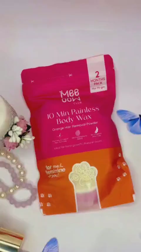 Meeoow Club 10 Min Painless Body Wax Orange Hair Removal Powder for Women